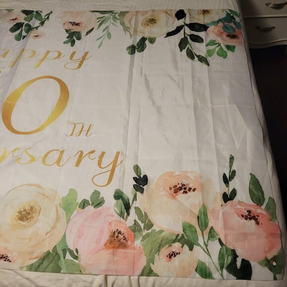 Unbranded Happy 60th Anniversary Hanging Polyester Banner - Picture 5 of 6